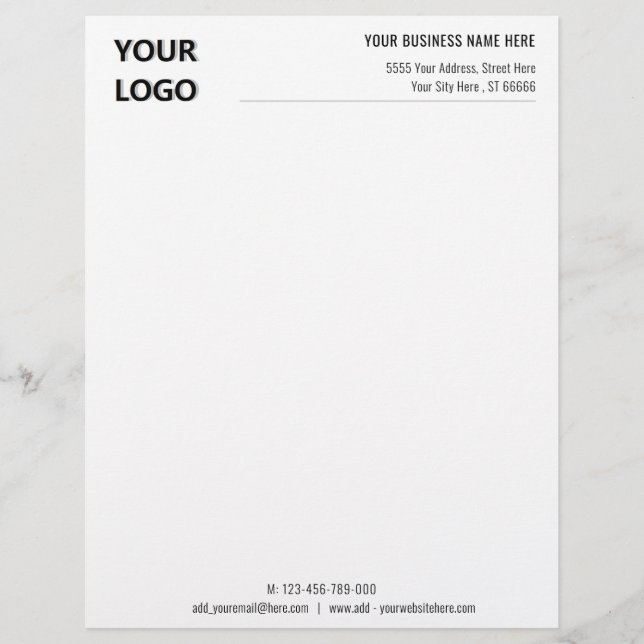 Simple Personalized Your Business Logo Letterhead (Front)