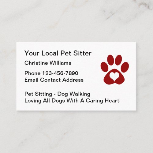 Simple Pet Care Services Business Card
