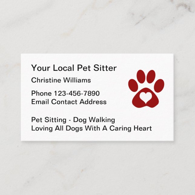 Simple Pet Care Services Business Card (Front)