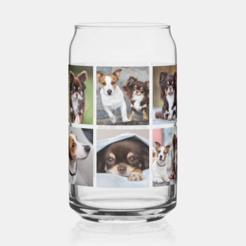 Simple Pet Dog 12 Photo Collage Can Glass