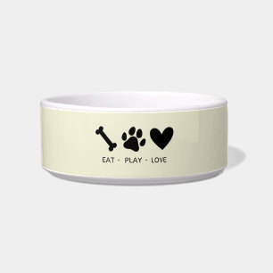 Simple Pet Dog Personalized Food Water Ceramic Bow Bowl