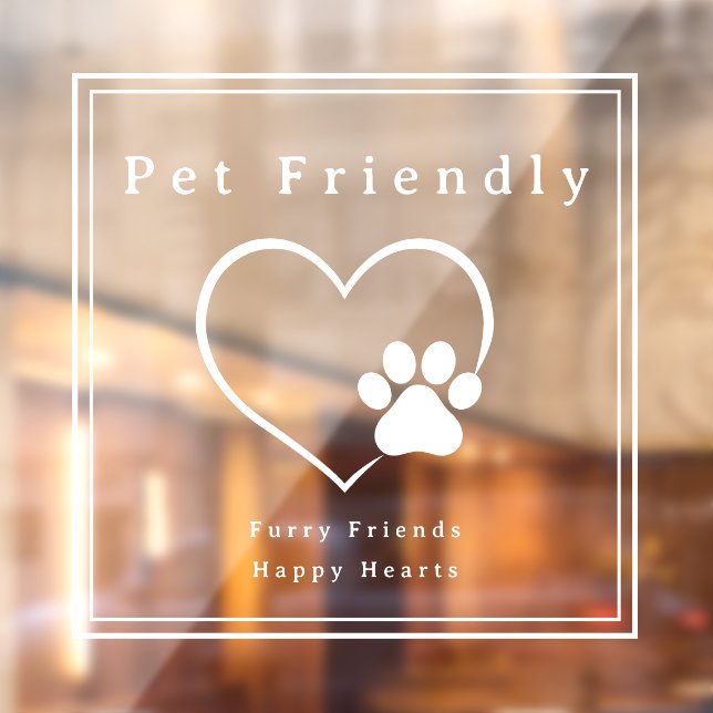 Simple Pet Friendly Heart Paw Print Window Cling (Sheet 2)