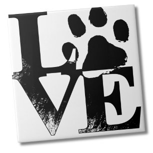 Simple Pet Love Paw Ceramic Tile