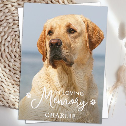 Simple Pet Memorial Custom Sympathy Dog Photo Thank You Card