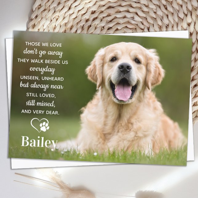 Simple Pet Memorial Pet Loss Poem Custom Dog Photo Thank You Card (Creator Uploaded)