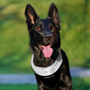 SIMPLE PET NAME & MESSAGE BLACK AND WHITE DOG BANDANA COLLAR