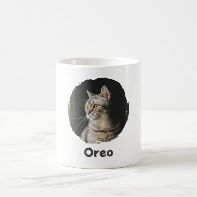 Simple Pet Name Minimalist Cat Lovers Coffee Mug (Center)