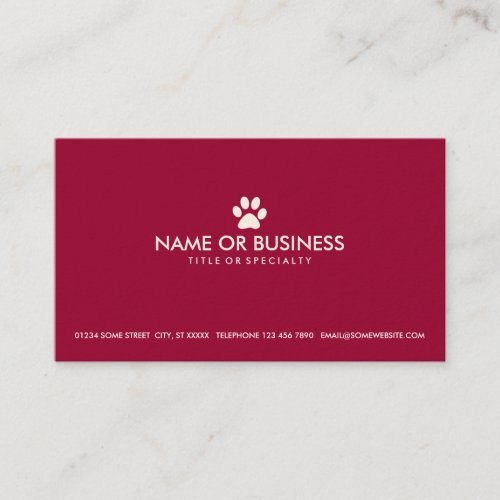 simple pet paw business cards