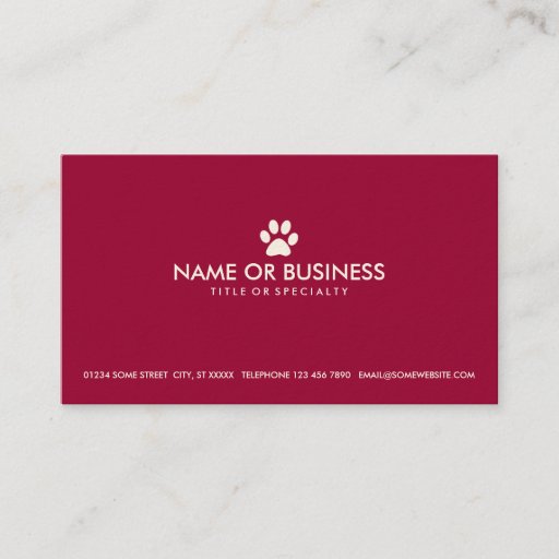 Customizable simple pet paw business cards
