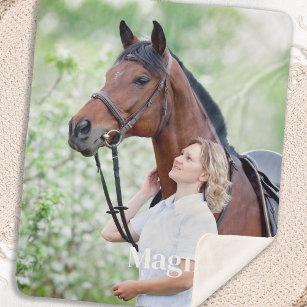 Simple Pet Photo Personalized Picture Horse Lover Sherpa Blanket
