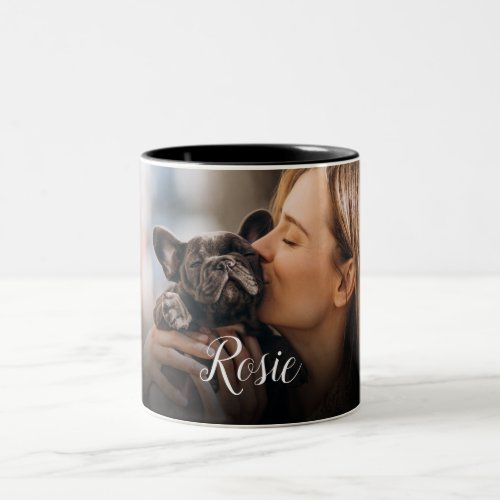 Simple Pet Photo Script Name Two_Tone Coffee Mug
