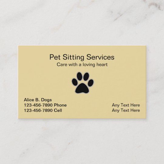 Simple Pet Sitter Business Cards