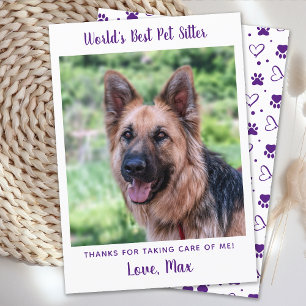 Simple Pet Sitter Custom Dog Puppy Photo Thank You Card