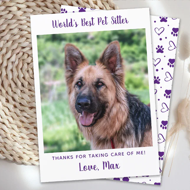 Simple Pet Sitter Custom Dog Puppy Photo Thank You Card | Zazzle