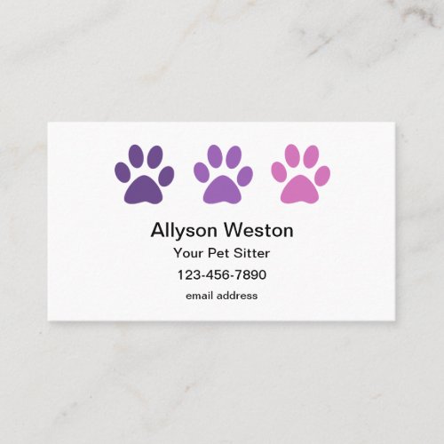 Simple Pet Sitter Pet Paws Theme Business Cards