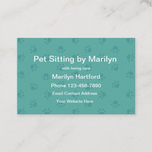 Simple Pet Sitting Services Paw Print Business Card