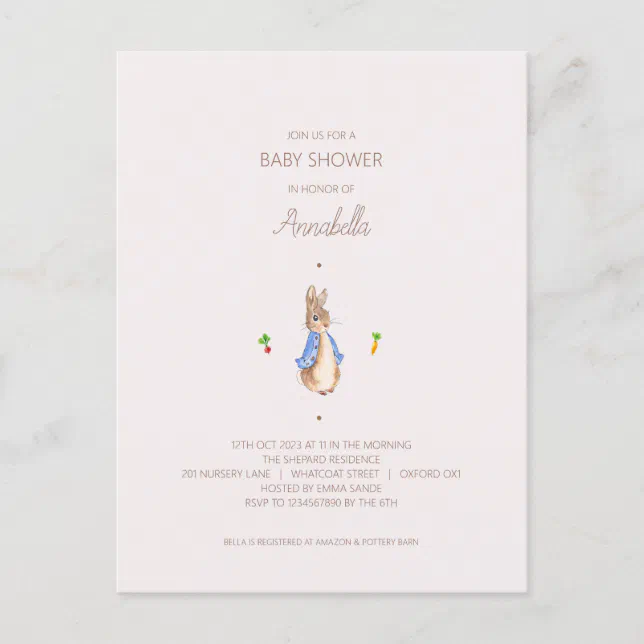 Simple Peter the Rabbit Budget Invitation Postcard | Zazzle