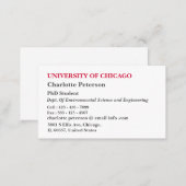 Simple PhD - Graduate Student Business Card (Front/Back)