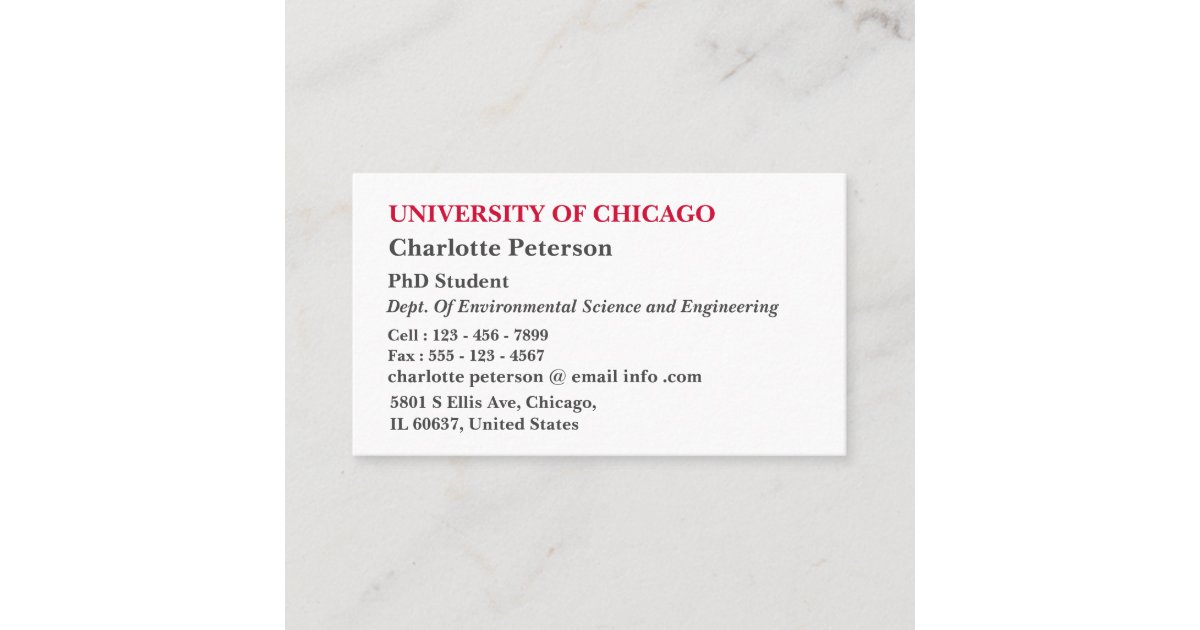 business card for phd holder