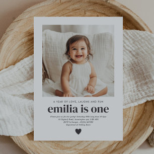 Simple Photo 1st Birthday Girl Invitation