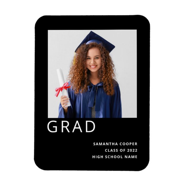 Simple Photo 2022 Graduation Black Announcement  Magnet (Vertical)