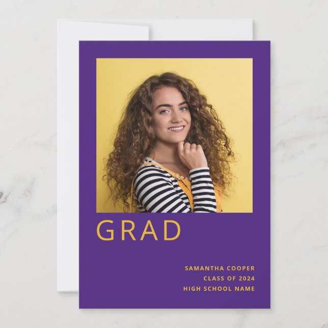 Simple Photo 2024 Graduation Purple Announcement (Front)
