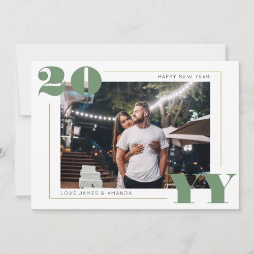 Simple Photo and Bold Green 2024 New Year Holiday Card