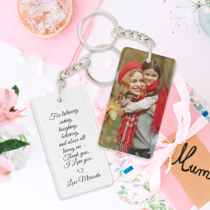 Simple Photo and Text Message Mothers Day Keychain