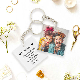 Simple Photo and To My Man Script Double Sided Keychain