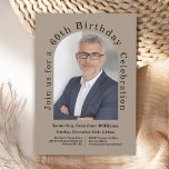 Simple Photo Arch 60th Birthday Party Invitation<br><div class="desc">As unique as the individual being celebrated, this modern 60th birthday party invitation features a wonderful arch shaped photo template to personalize with your honoree's photo. A background in neutral beige/tan adds modern appeal to the design. The custom text template with text that runs along the outer edge of the...</div>