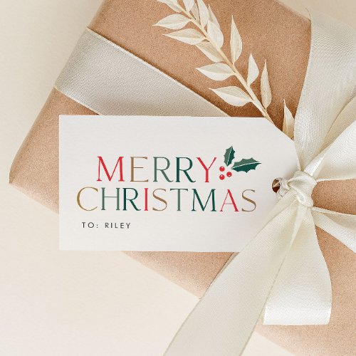 Simple Photo Arch Colorful Merry Christmas Gift Tags