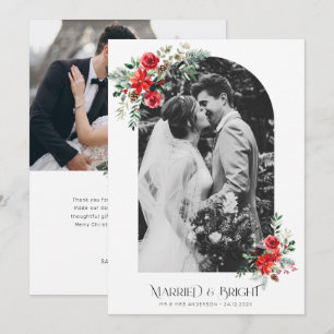Simple photo arch holiday wedding announcement
