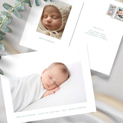 simple photo baby birth announcement postcard