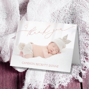 Simple Photo Baby Letterpress Thank You Card