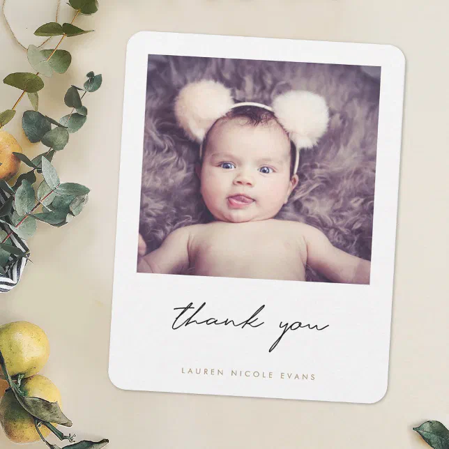 Simple Photo Baby Shower Thank You Card | Zazzle