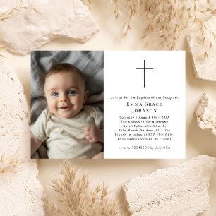 Simple Photo Baptism Invitation For Boys and Girls