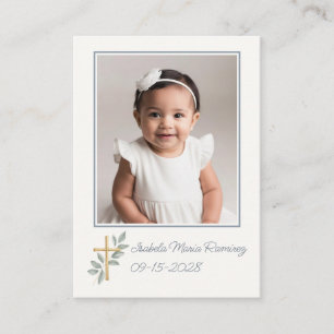 Simple Photo baptism White Dove remembrance card