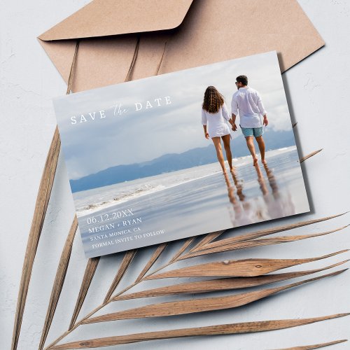 Simple Photo Beach Coastal Wedding Save The Date