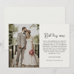 Simple Photo "Best Day Ever" Wedding Thank You Card
