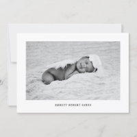 Simple Photo Birth Announcement Black and White