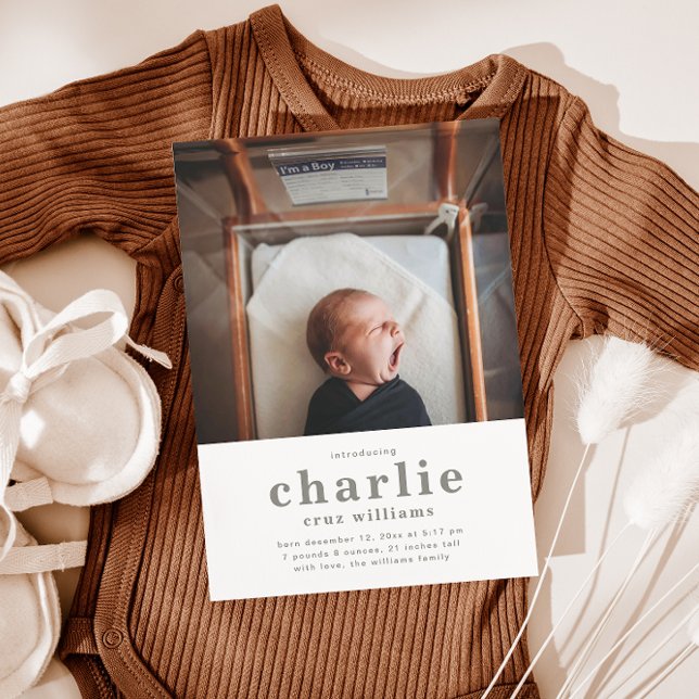 Simple Photo Birth Announcement | Boy's Birth (Creator Uploaded)
