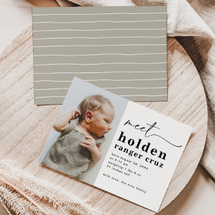 Simple Photo Birth Announcement Boy's Birth