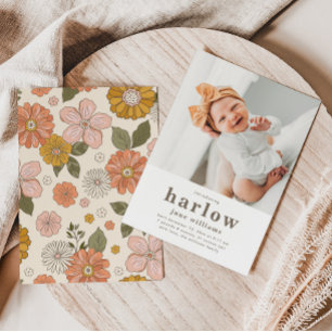 Simple Photo Birth Announcement Girl Birth