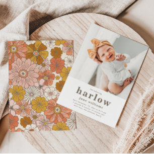 Simple Photo Birth Announcement Girl Birth