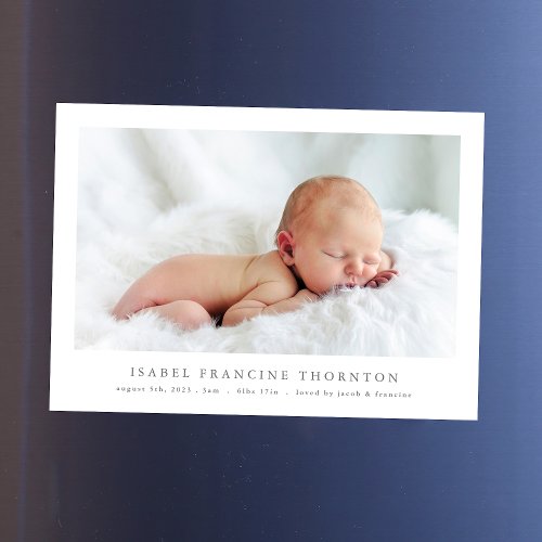 simple photo birth announcement magnetic card