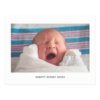 Simple Photo Birth Announcement Postcard