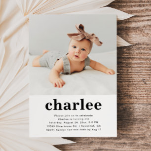 Simple Photo Birthday Invitation   Floral