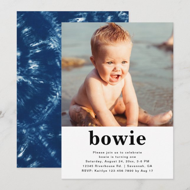 Simple Photo Birthday Invitation | Tie Dye (Front/Back)