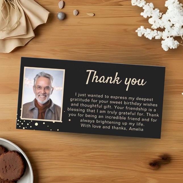 Simple Photo Birthday  Thank You Card (Creator Uploaded)