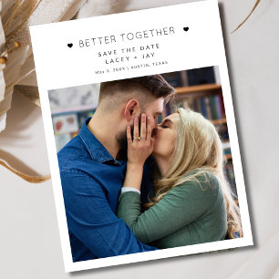 Simple Photo Black White Wedding Save the Date Announcement Postcard